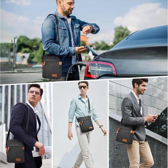 Compact Crossbody Satchel for Men - Water-Resistant Canvas for 8-10.9" Tablets - Picture 2 of 7